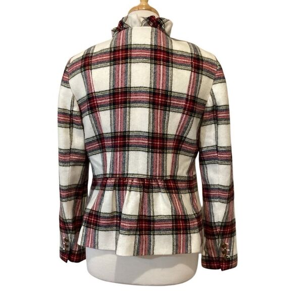 NWT Talbots Shetland Plaid Ruffle Trim Wool Jacket Size 8 - Picture 12 of 13